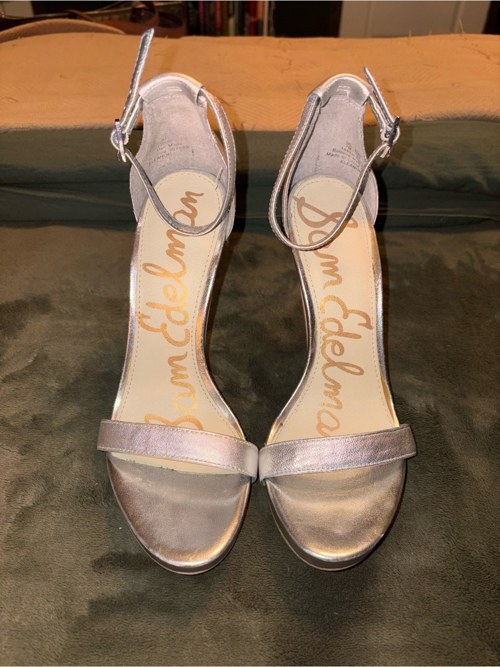 Sam Edelman Metallic Silver Open-Toe Ankle Strap Heels